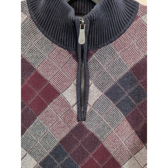 JOE Joseph Abboud Argyle Sweater Mens MEDIUM 1/4 Zip Pullover Long Sleeve Preppy - Picture 9 of 14